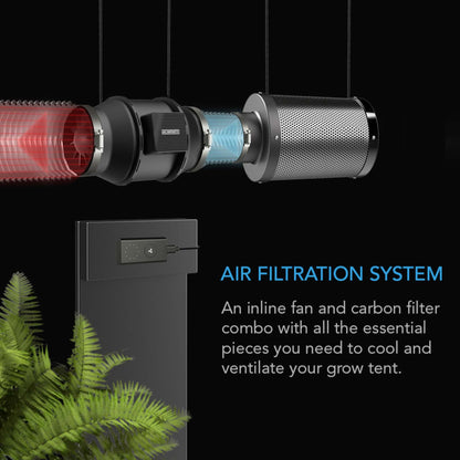 Fans and Combos - Air Filtration Kit 4", Inline Fan, Carbon Filter Ducting Combo