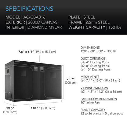 Grow Tents - CLOUDLAB 816, Advance Grow Tent 10x5