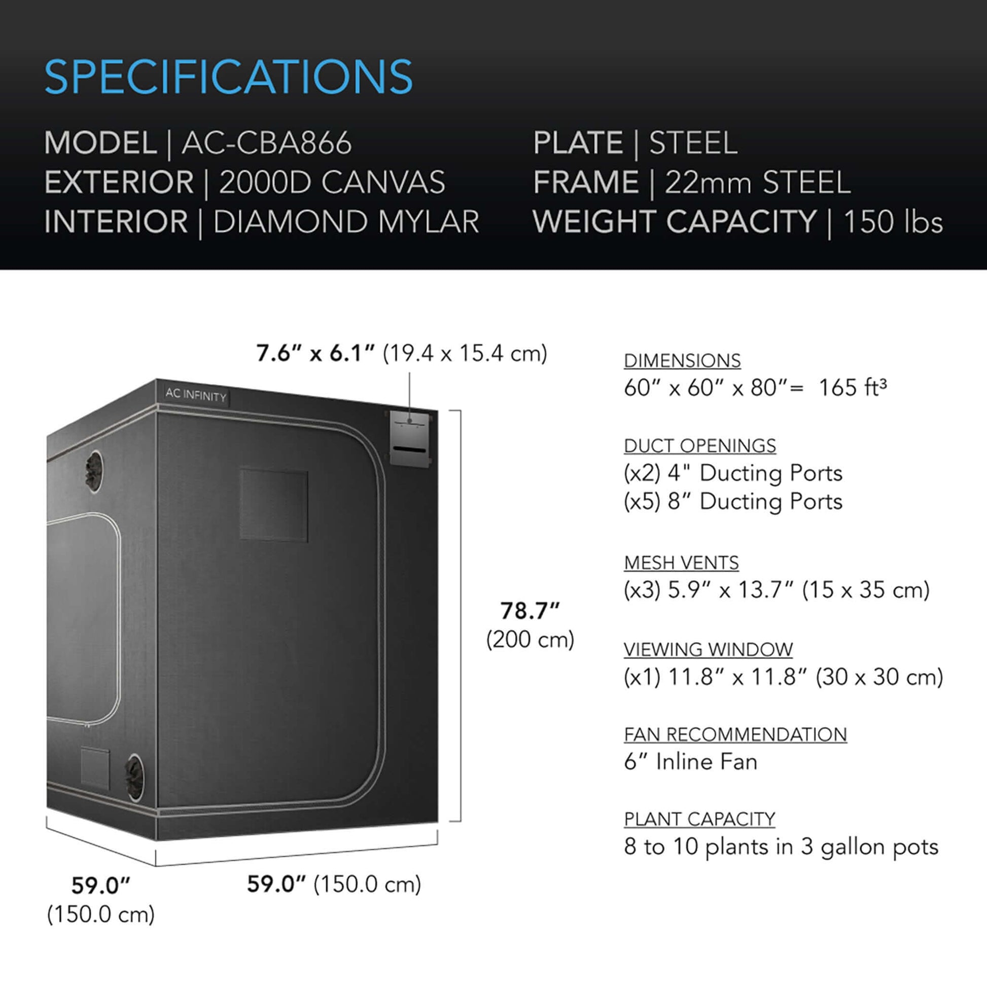 Grow Tents - CLOUDLAB 866, Advance Grow Tent 5x5