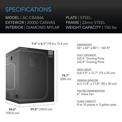 Grow Tents - CLOUDLAB 866, Advance Grow Tent 5x5