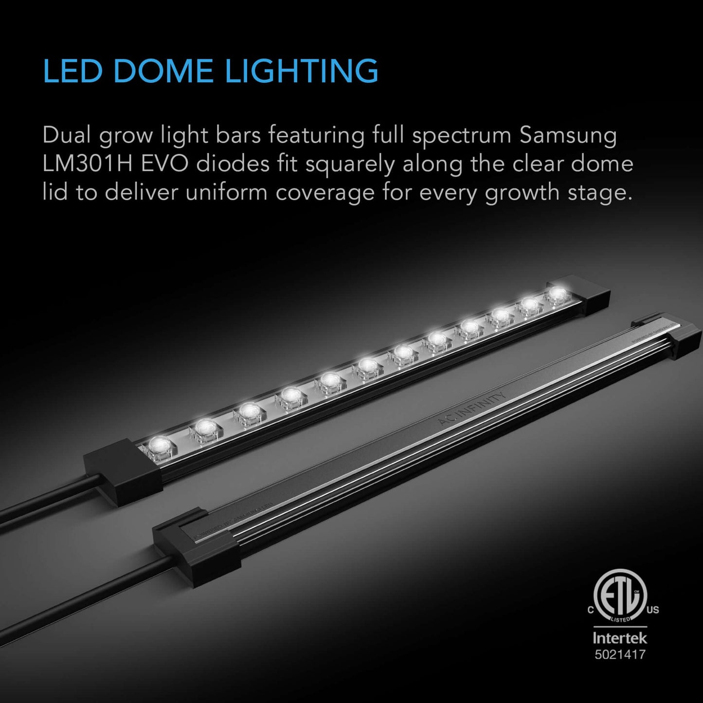 Environmental Controls - Domed Germination Kit with LED Grow Light Bars, 5x8 Cell Tray