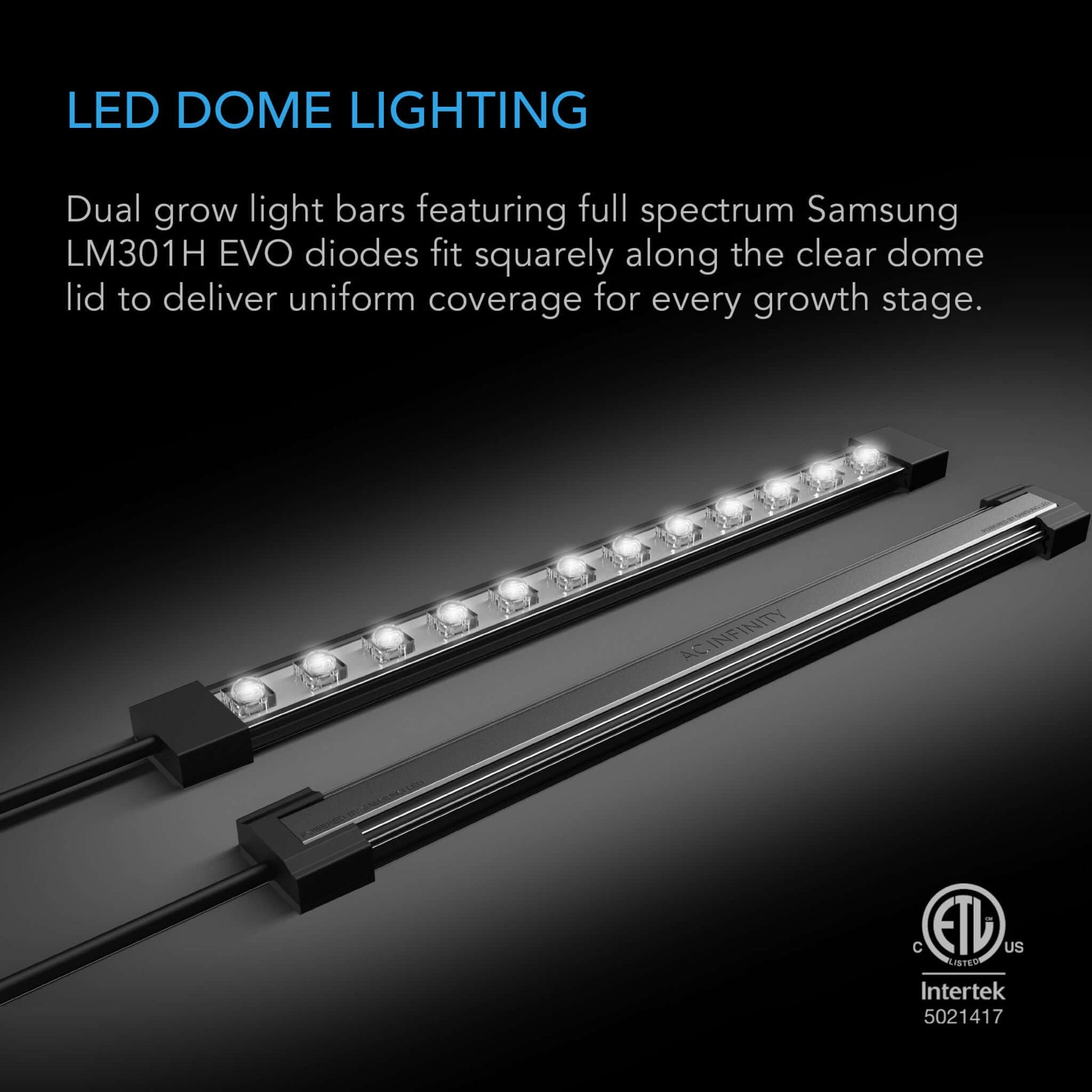 Environmental Controls - Domed Germination Kit with LED Grow Light Bars, 5x8 Cell Tray