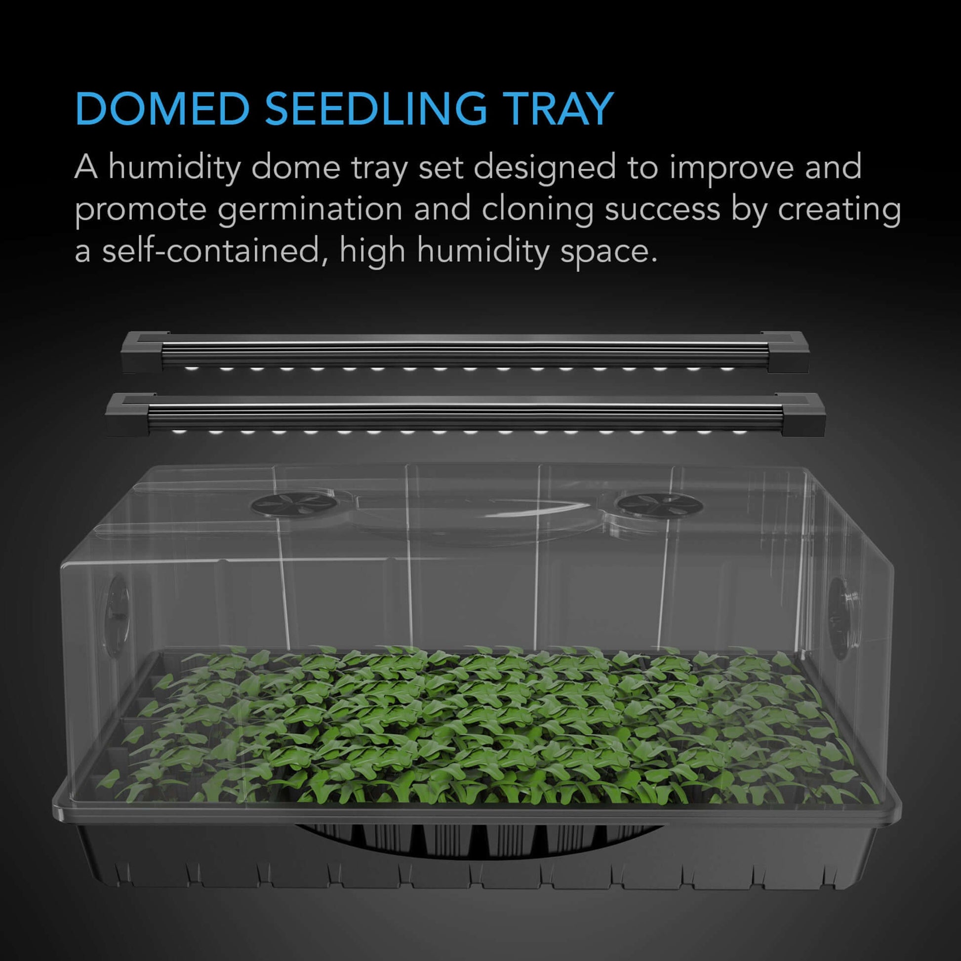 Environmental Controls - Humidity Dome, Germination Kit with LED Grow Light Bars, 6x12 Cell Tray