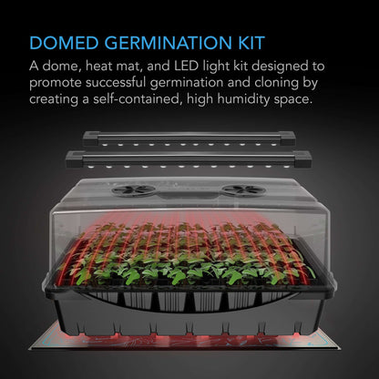 Environmental Controls - Humidity Dome, Germination Kit with Seedling Mat and LED Grow Light Bars, 5x8 Cell Tray