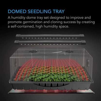 Environmental Controls - Humidity Dome, Germination Kit with Seedling Mat and LED Grow Light Bars, 6x12 Cell Tray