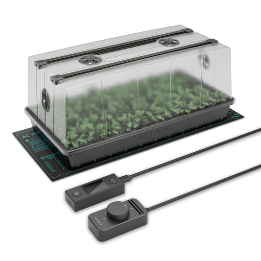 Environmental Controls - Humidity Dome, Germination Kit with Seedling Mat and LED Grow Light Bars, 6x12 Cell Tray