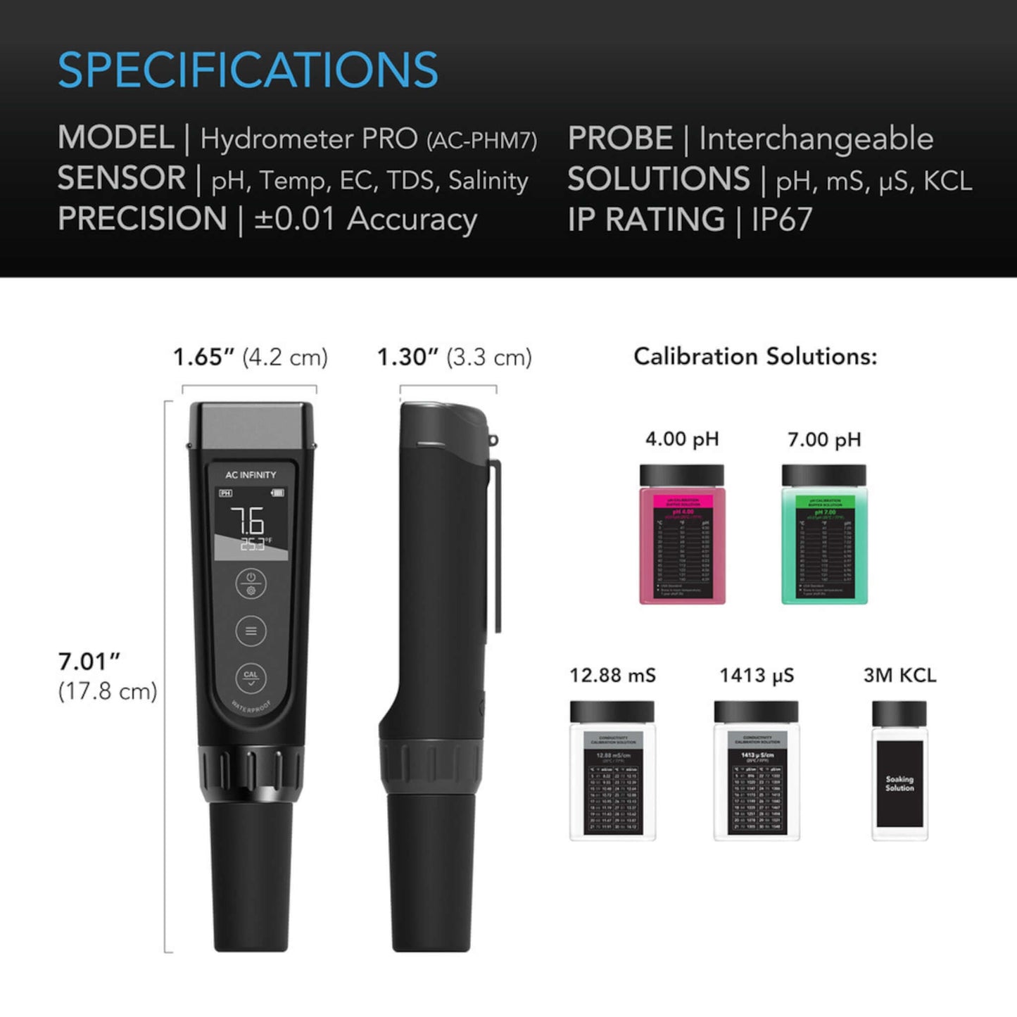 pH Control - Hydroponic Meter Pro Kit, All-In-One pH Pen, Interchangeable Probe