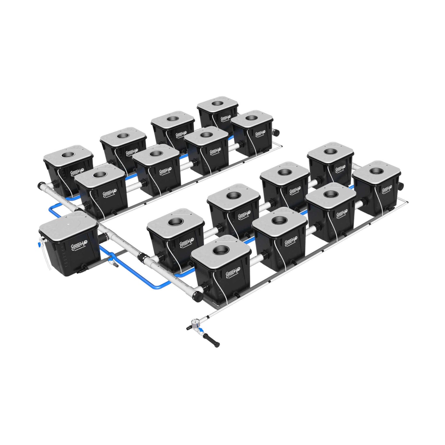 RDWC - Under Current 8-Gallon/25" Spacing | 4 Rows with 16, 24 or 32 sites